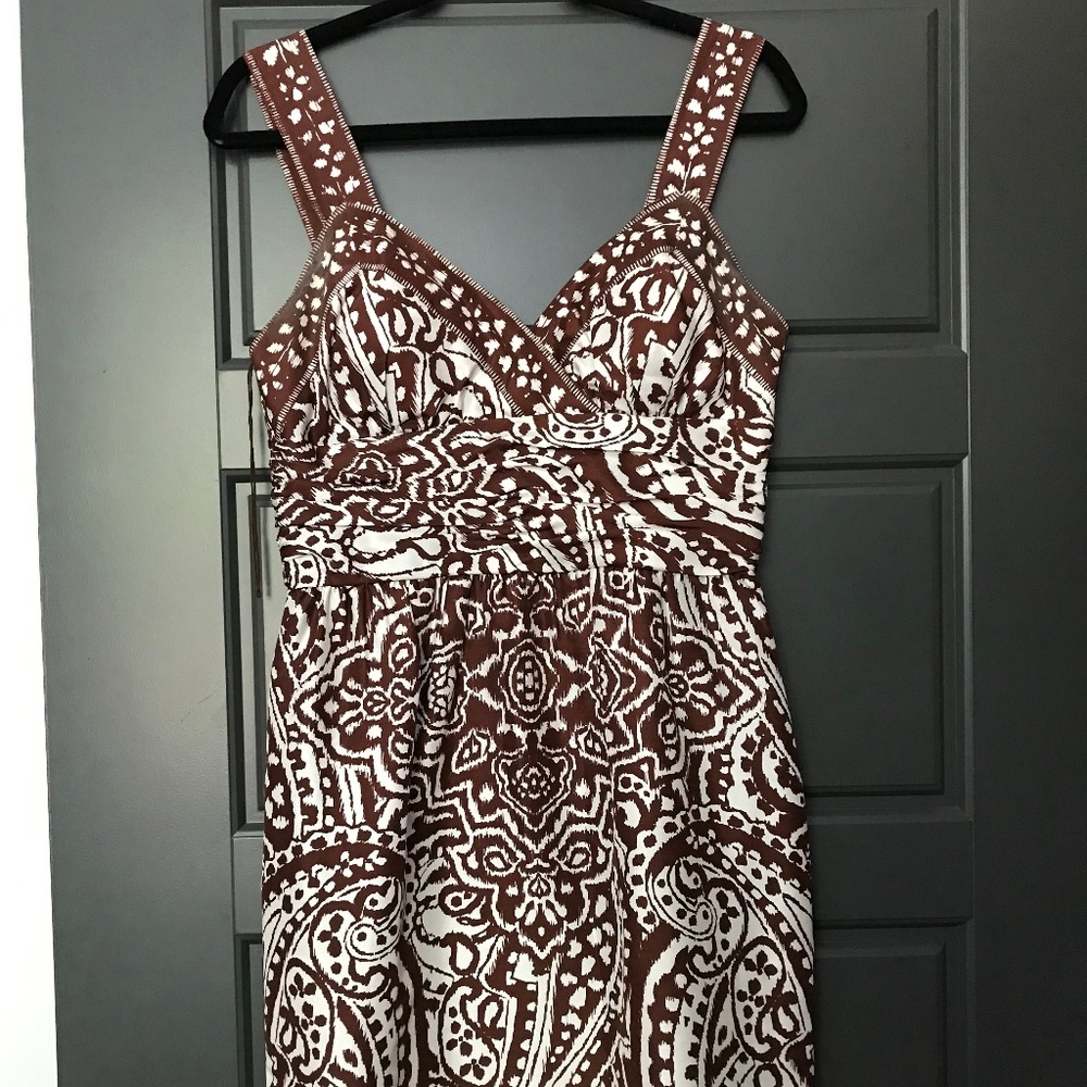 Silk Chocolate Brown and White Cocktail Dress